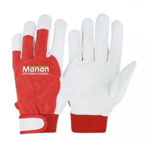 Assembly Gloves / Goatskin Leather Palm Ribby Cotton Back Red