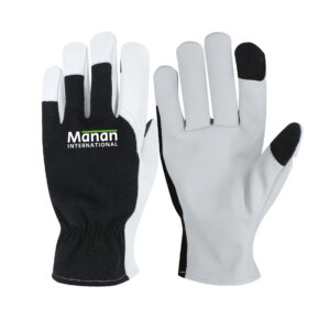 Assembly Gloves / Goatskin Leather Palm Interlock Cotton Back With Touchscreen Tips