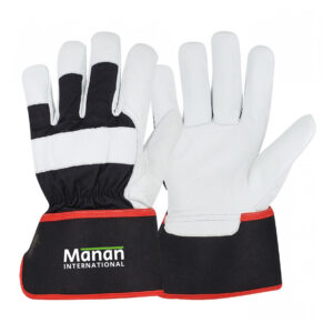 Canadian Gloves Winter / Goatskin Leather Palm Cotton Back Rubberized Cuff Fleece Lined