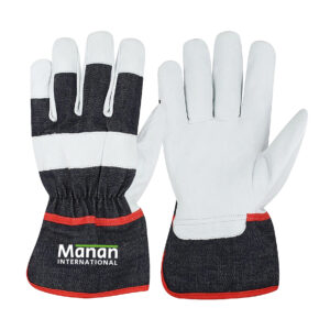 Canadian Gloves / Goatskin Leather Palm Drill cotton Back Rubberized Cuff