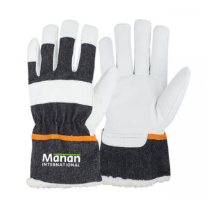 Canadian Gloves Winter / Goatskin Leather Palm Cotton Back Rubberized Cuff Pile Lined