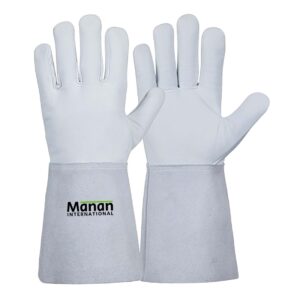 Welding Gloves / Goatskin Leather Wing Thumb With Cow Split Cuff Kevlar Stitched