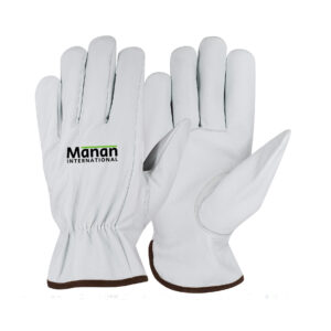 Driver Gloves / Goatskin Leather with Keystone Thumb Elastic Back White