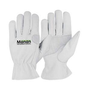 Driver Gloves / Goatskin Leather With Reinforced Palm Keystone Thumb Elastic Back White