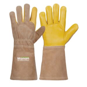 Welding Gloves / Goatskin Leather Cow Split back Wing Thumb Kevlar Stitched Cow Split Cuff Brown (Copy)