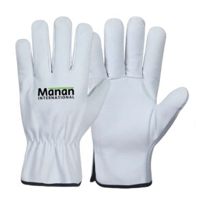 Driver Gloves / Buffalo Grain Leather Wing Thumb With Elastic White
