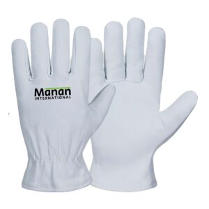 Driver Gloves / Goatskin Leather with Wing Thumb Elastic Back White