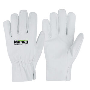 Driver Gloves / Goatskin Leather with Wing Thumb Elastic Back White