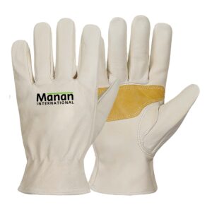 Driver Gloves / Goatskin Leather With Reinforced Palm Keystone Thumb Elastic Back Tan