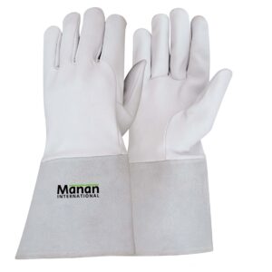 Welding Gloves / Goatskin Leather Straight Thumb Kevlar Stitched Stiff Cow Split Cuff