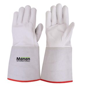 Welding Gloves / Goatskin Leather Wing Thumb With Cow Split Cuff Kevlar Stitched Cotton Bound