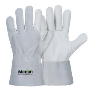 Welding Gloves / Cowhide Leather Cow Split back Wing Thumb Kevlar Stitched 7 Cm Stiff Cow Split Cuff White