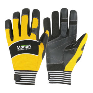 Mechanic Gloves / Synthetic Leather Foam Padding On Palm Wing Thumb Spandex Back With Elastic Cuff With Hook And Loop