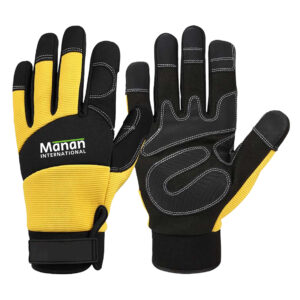 Mechanic Gloves / Synthetic Leather Foam Padded Anti Slip Palm Wing Thumb Spandex Back With Elastic Cuff With Hook And Loop