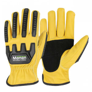 Impact Gloves / Goatskin Leather With Reinforced Palm Keystone Thumb Shirred Elastic TPR Guard Back