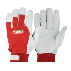 Assembly Gloves / Goatskin Leather Palm Interlock Cotton Back Red